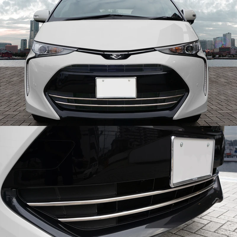 

JY 2pcs SUS304 Stainless Steel Front Grill Trim Lower Car Styling Cover Accessories For Toyota Previa Estima Tarago 2016 up