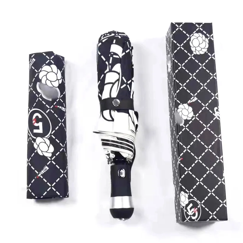 

Brand Umbrellas Big Fashion High Quality Letter C Folding Umbrella business black Long handle White Automatic Umbrella