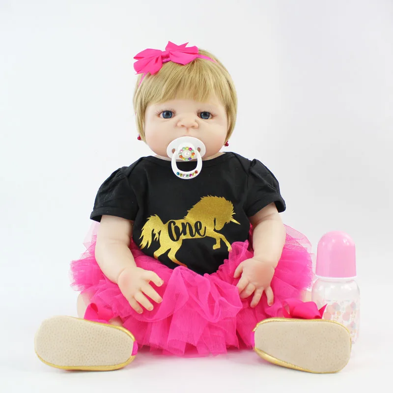 55cm Full Silicone Reborn Baby Doll Toy 22'' Soft Vinyl Newborn Princess Babies Girl Bonecas Blonde Alive Bebe Kids Bathe Toy 55cm Full Silicone Reborn Baby Doll Toy 22'' Soft Vinyl Newborn Princess Babies Girl Bonecas Blonde Alive Bebe Kids Bathe Toy
