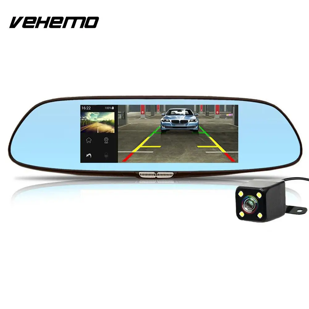 

Vehemo GPS Driving Recorder Car Camera GPS Navigation Outdoor Parking Monitor Dashcam Rearview Mirror Loop Recording