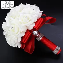 Perfectlifeoh цвет лепесток с кристаллами Искусственный Свадебный букет невесты De Mariage