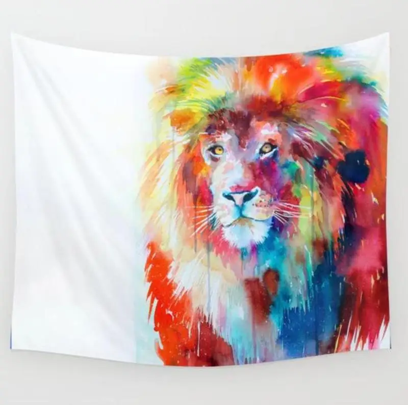 WATERCOLOR LION TAPESTRY Wall Hangingin Decorative Tapestries from