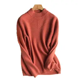100% козья кашемировые женские пуловеры twill вязать Half-high ONeck бежевый 7 цветов S-3XL в розницу и оптом