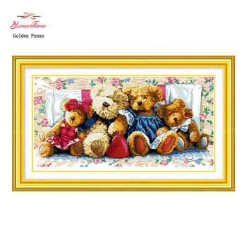 

Golden Panno,Needlework,Embroidery,DIY Animal Painting,Cross stitch,kits,11ct bears home Cross-stitch,Sets For Embroidery