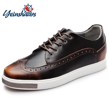 

YEINSHAARS Men Elevator Casual Shoes 6 CM Height Increasing Genuine Leather Shoes Men Chaussure Homme Fashion Shoes