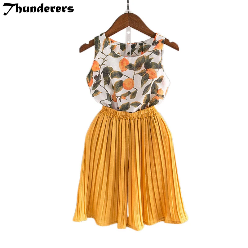 

Girls 2 Pcs Set Floral Chiffon Shirt + Pants Summer Clothing Set Baby Girl Outfit Children Clothes Kids Fashion Clothes