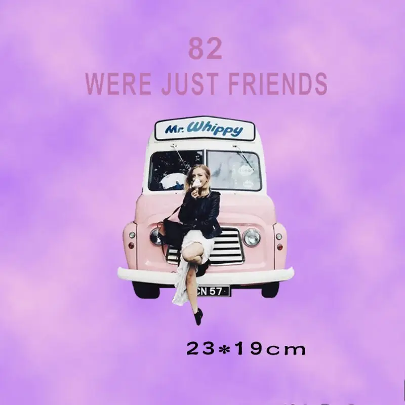 

23x19cm Fashion Bus girl Iron On Patches Stickers Washable Appliques A-level Heat Transfer For DIY Accessory Clothing