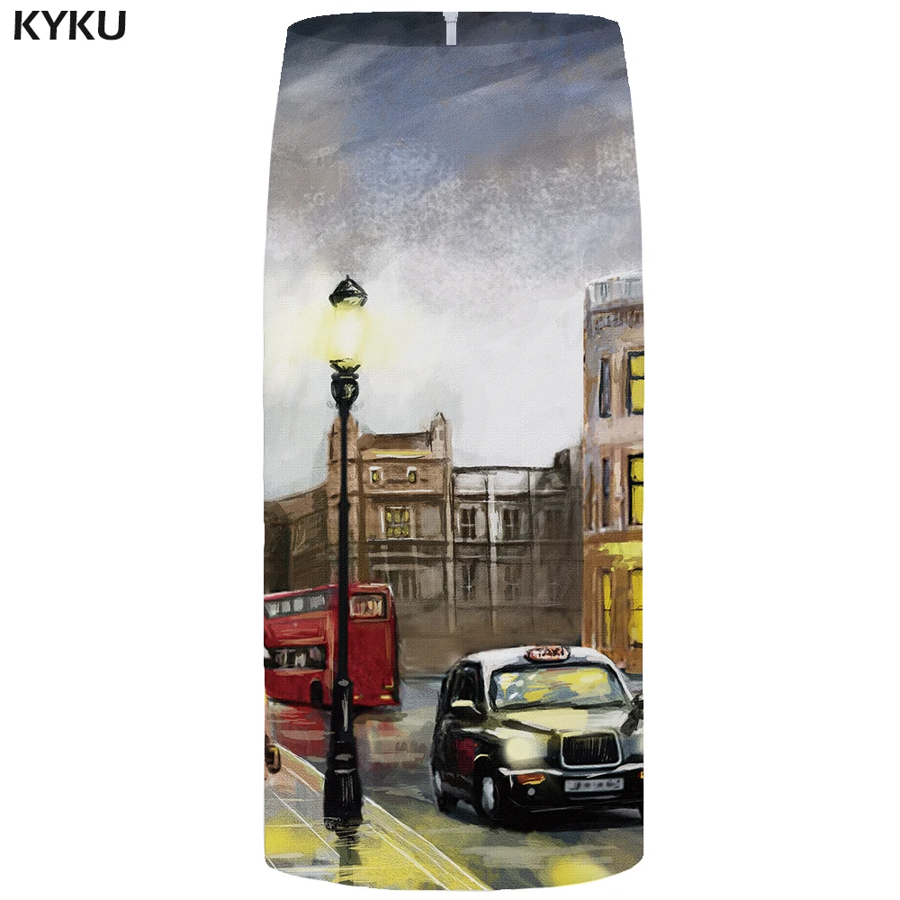 

KYKU City Skirts Women Car Sexy Painting Casual Colorful Party Pencil 3d Print Skirt Ladies Skirts Womens Anime Korean Short