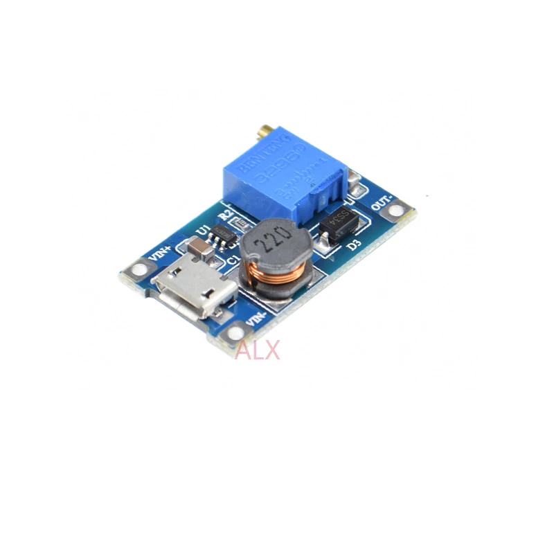 

5PCS MICRO USB input DC-DC adjustable step-up Booster power supply MODULE BOARD 2A MAX MT3608 DC DC Converter 2-24V TO 28V