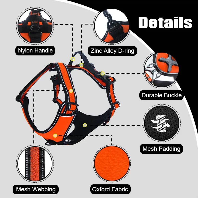 Soft Harness Dog Reflective Big Medium Nylon Dog Harness No Pull Easy Adjustable Pet Harness Collar Car Safety Harness For Dogs  (2)