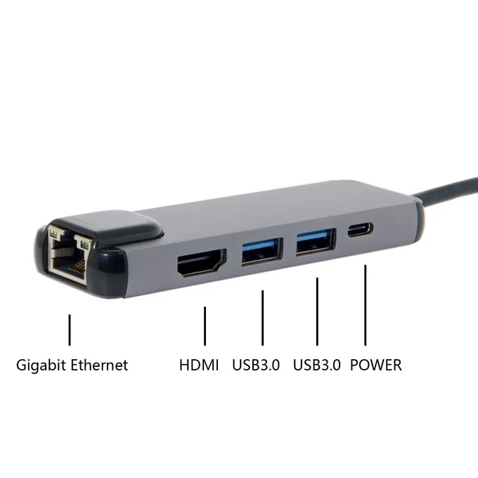 Jimier USB 3,1 type-C USB-C к HDMI и двумя портами 3,0 концентратор и Ethernet и питание для портативных ПК и ноутбуков