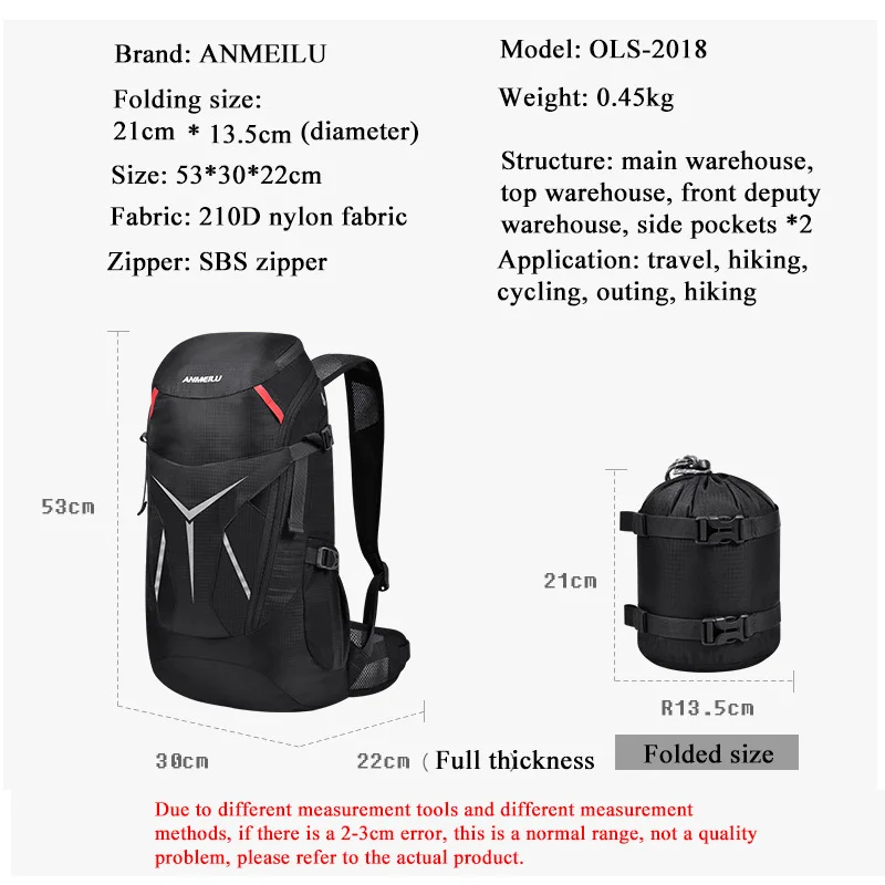 Anmeilu للماء الرياضة التخييم المشي لمسافات طويلة على ظهره حقيبة غطاء للمطر النايلون طوي Packable في الهواء الطلق الدراجات الدراجة سفر كيس التسلق