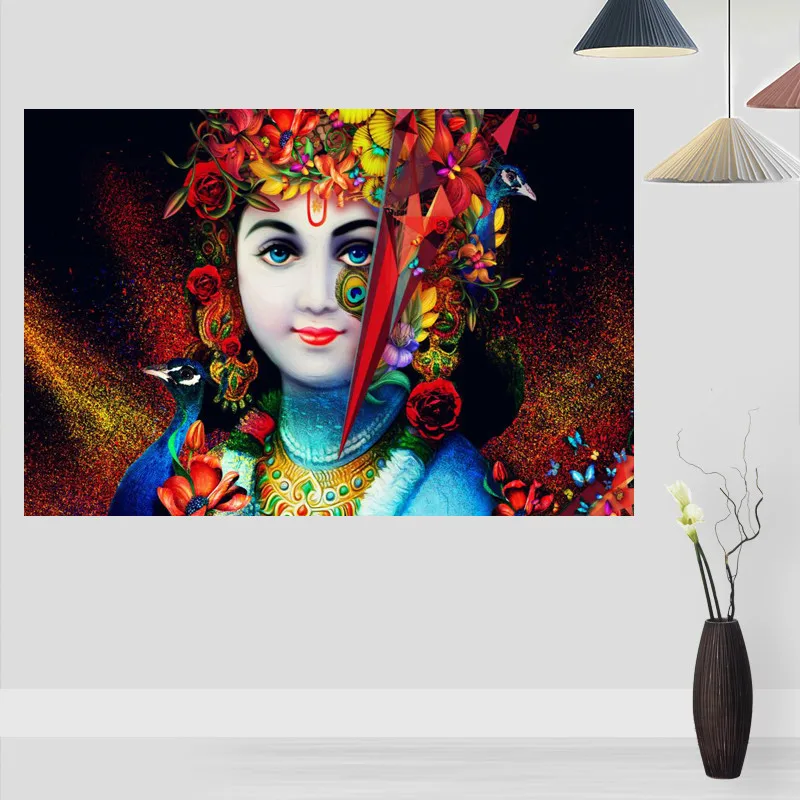 Радха кришна принцесса настенные постеры современный Аниме/фильм/абстрактный прямоугольник постер из шелковой ткани стены искусства без рамы - Color: 2