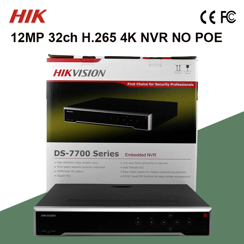 DS-7732NI-I4 Hik 4K NVR 32ch Alarm in/out 4SATA withou POE CCTV Recorder H.265 12MP network detection dual-os RS-232 RS-485 |
