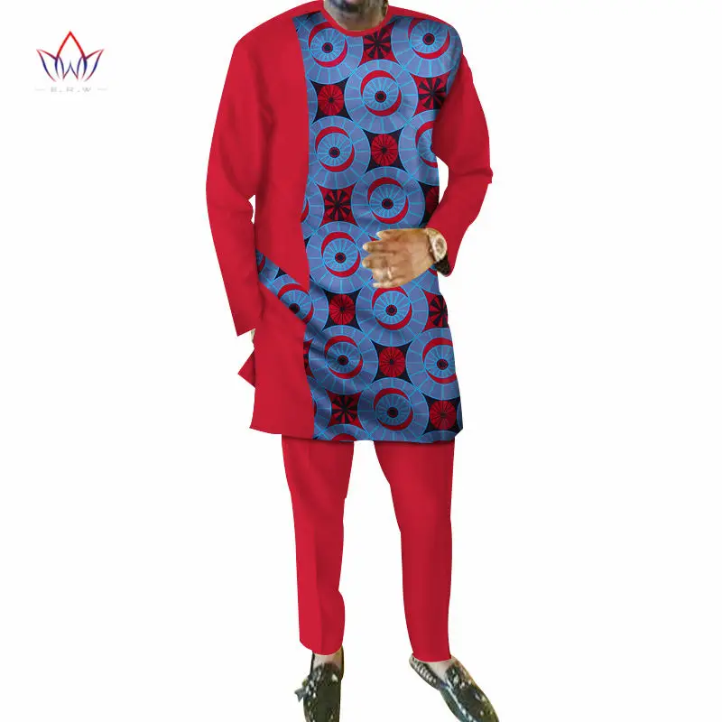 Натуральная Осенняя мужская африканская одежда размера плюс 6XL Мужская Дашики 2 штуки размера плюс африканская мужская хлопковая одежда BRW WYN465