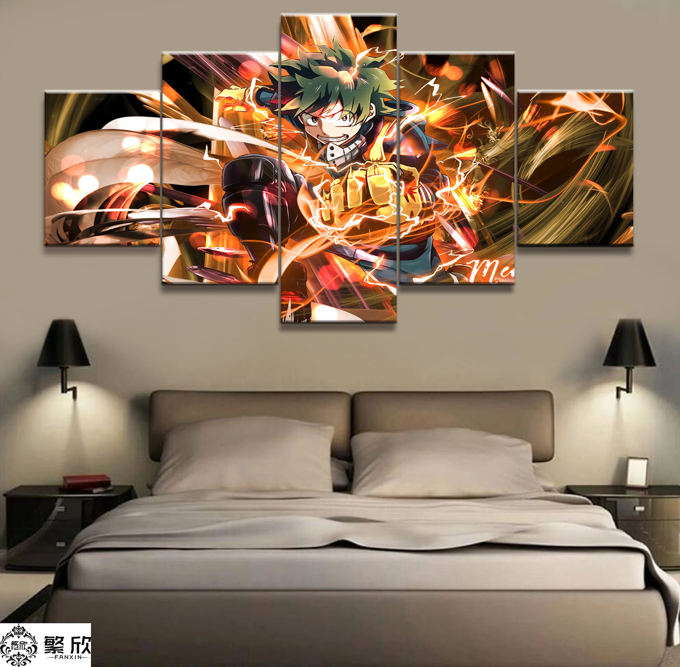 

Wall Art Poster Painting Modular Pictures For Living Room Decorative Pictures Canvas Printed 5 Panel My Hero Academia Animation