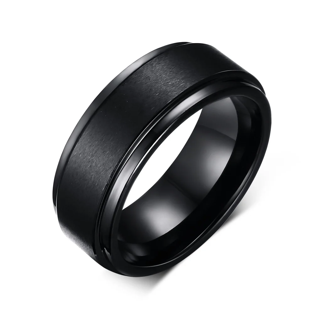 

Quality Tungsten Ring Vintage Black Male Ring 8mm Fashion Wedding Band Ring for Men Full Size Wholesale