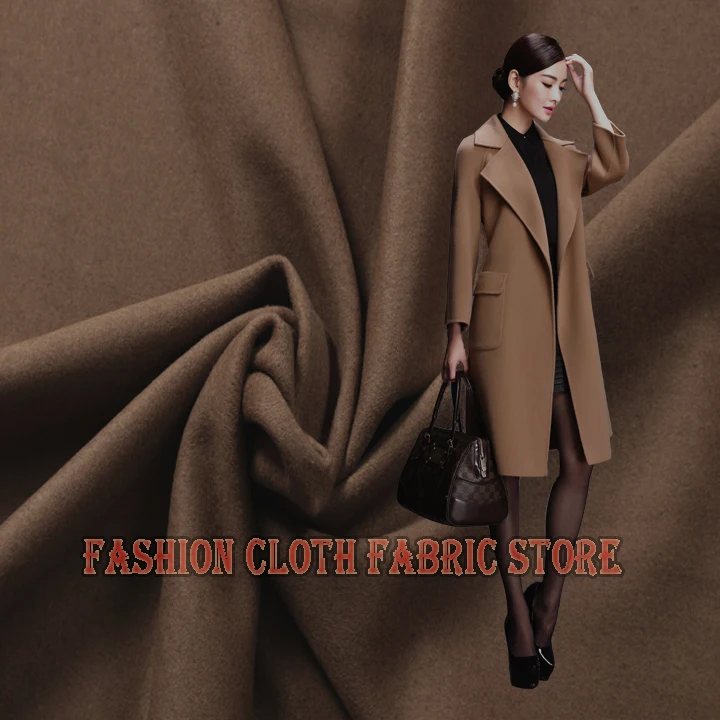 

Free Shipping High-grade camel denim thick wool down wool cashmere fabric autumn and winter wool coat skirt clothing fabric