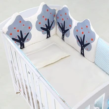 5 шт. хлопок детская кроватка постельный комплект новорожденный мультфильм набор постельных принадлежностей для детской кроватки Съемная кроватка постельное белье кровать бампер Матрас Подушка