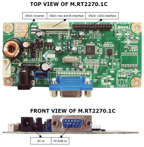 Вход VGA Сингал ЖК-дисплей плате контроллера rt2270c-a с 10.4 дюйма g104x1 L04 1024x768 ЖК-дисплей панели