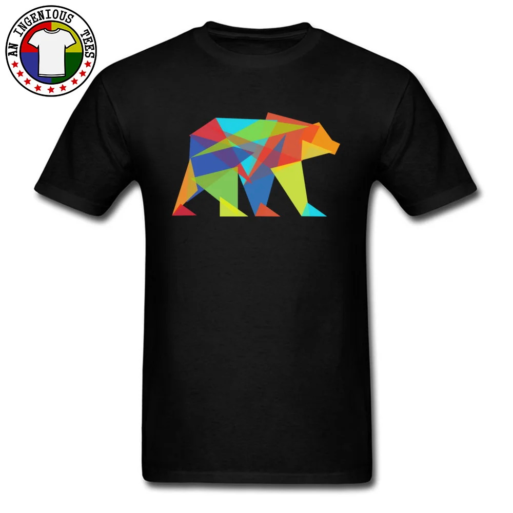 Fashionable Fractal geometric bear Summer Short Sleeve Tshirts Father Day O Neck Pure Cotton Tops Shirt for Men T-shirts Group Fractal geometric bear black