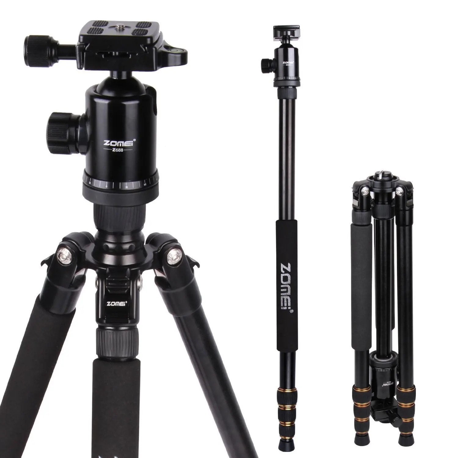 

Zomei Z688 Q666 Aluminum Portable Tripod With Ball Head Heavy Duty Lightweight Professional Compact Travel For DSLR Camera