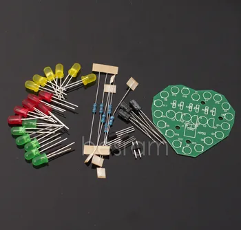 

5pcs Heart-Shaped Flash Circuit Production KIT HY03 Three-Color LED Cycle Lights