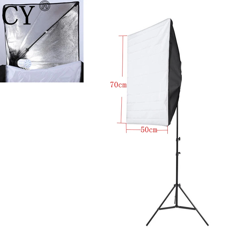 

CY New E27 40W LED Light 110V Portable 50cm x 70cm Photo Studio Softbox With Studio Photography 200cm Light Stand Kit