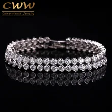 Cwwzircons Новое поступление года двойными рядами круглый Форма элегантный кубического циркония браслет для Для женщин Jewelry CB142