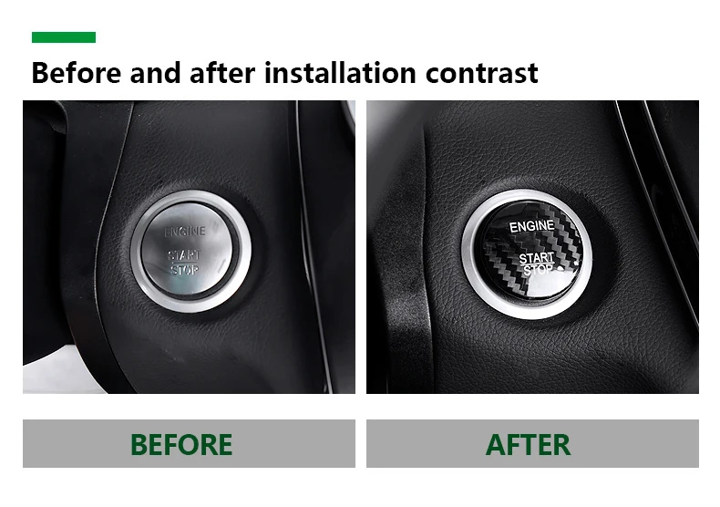 Airspeed Real Carbon Fiber Engine Start Button Cover Stickers Decor for Mercedes Benz C GLC W205 X253 C63 red black Car-styling  (2)