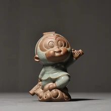 Милый розовый чай с маленькой обезьянкой, керамические украшения для чайной церемонии, аксессуары для китайского чая кунг-фу, украшение для дома, керамические изделия