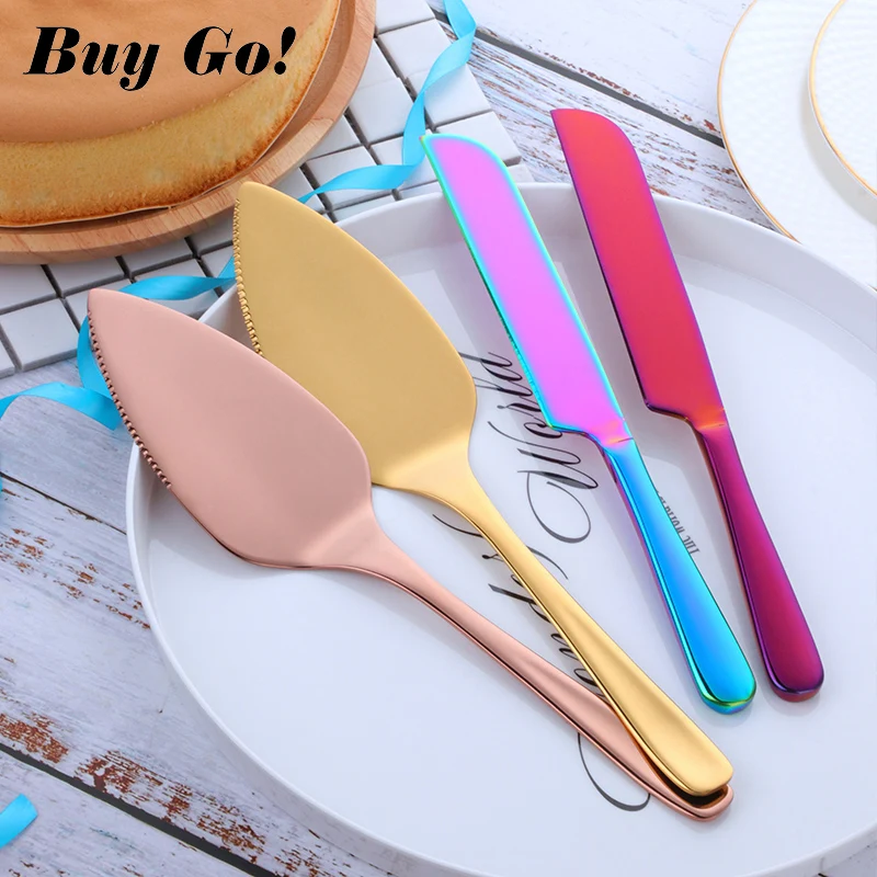 2PCS Stainless Steel Cake Shovel Cutter Set Cheese Pizza Pie Pastry Spatulas with Server Golden Bread Knife Baking Cooking Tool