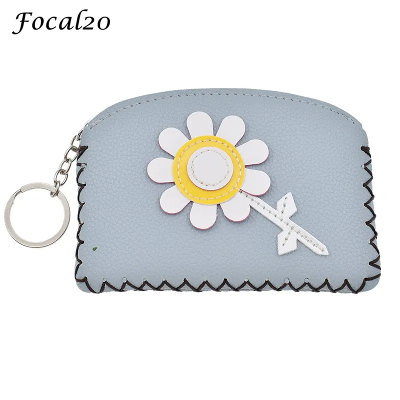 Focal20 Fashion PU Leather Floral Square Handmade Coin Purse Women