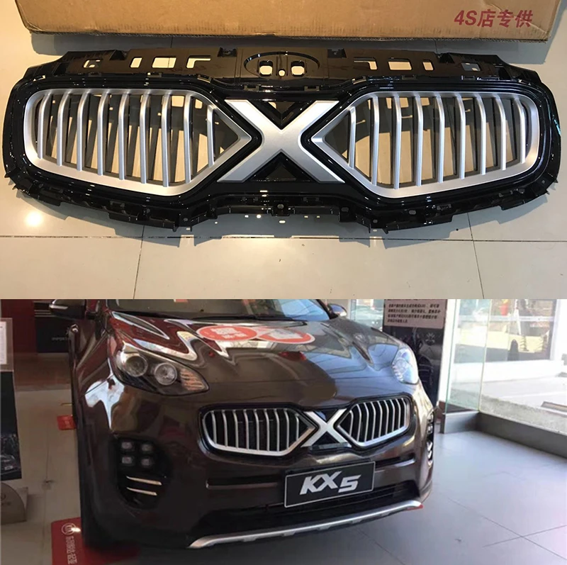 

FIT FOR KIA SPORTAGE KX5 AUTO GRILLE 2015-2018 EXTERIOR AUTO FRONT MESH MASK TRIMS COVERS FRONT BUMPER ABS MODIFIED GRILL GRILLS