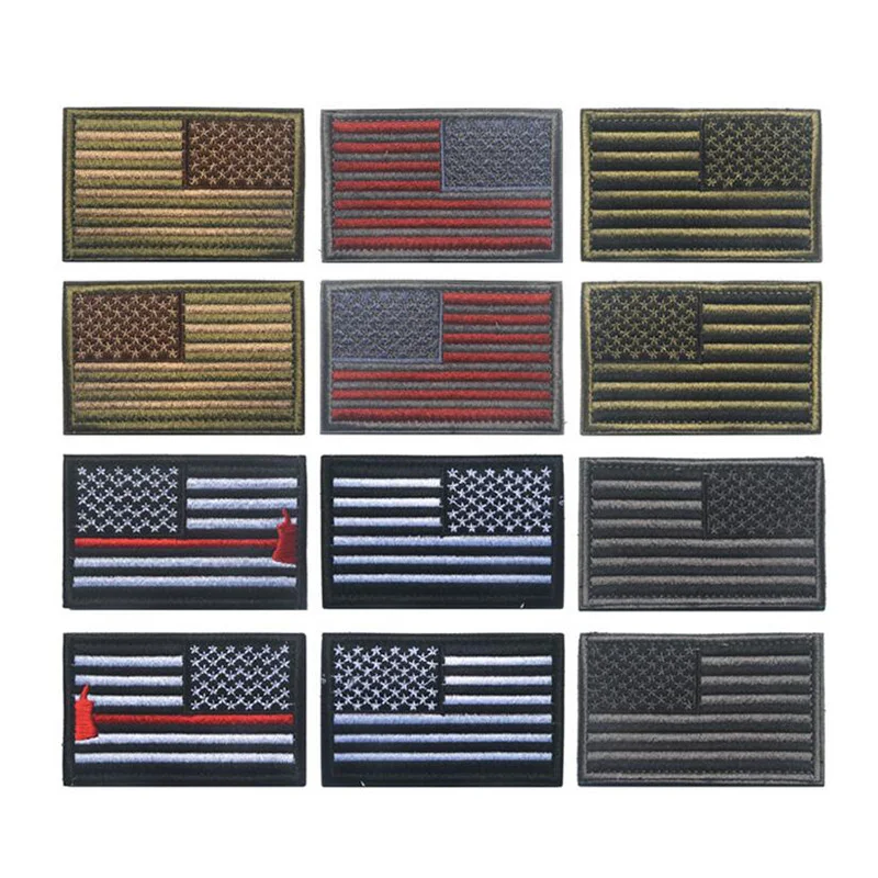 American Flag Embroidered Patch Black & White United States Of America