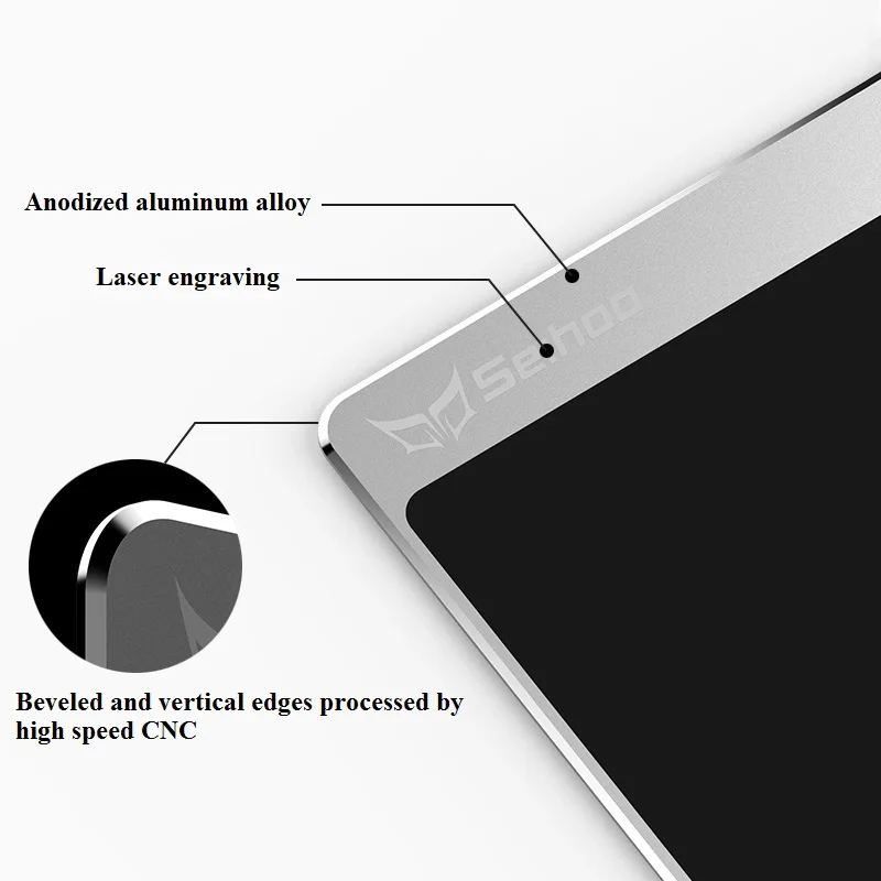 Матовый гладкий жесткий коврик для мыши, анодированный алюминиевый сплав, средний слой, силиконовая подошва, большой металлический коврик для игровой мыши, коврик для геймера FPS