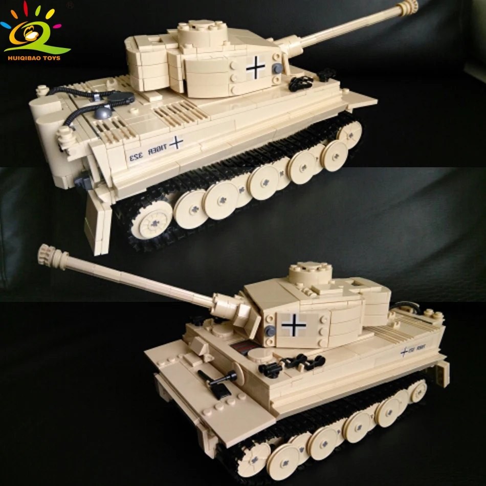  HUIQIBAO 995pcs Military German King Tiger Tank Building Block Legoing Tank Soldier Figure Bricks E