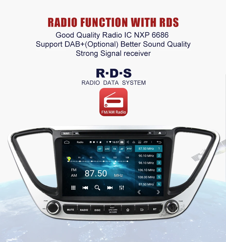 Flash Deal KANOR IPS Android 9.0 Octa Core 2din Car Radio For Hyundai Solaris Verna 2017 Navigation Radio Audio Video Player GPS Multimedia 3