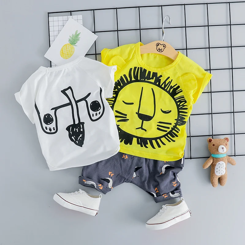 

WENWENDEXINGFU Summer Baby Girls Boys Clothing Sets Infant Clothes Suits Cartoon T Shirt Shorts Kids Children Casual Costume