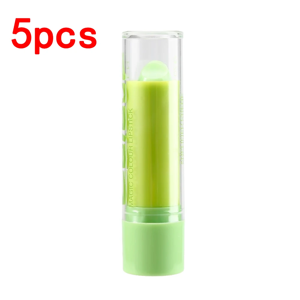 

5pcs Color changing Moisture Magic Lip Balm temperature Change Color Green Turn Into Pink Anti-aging Protection Lip makeup TSLM1