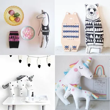 

Big INS Cartoon Unicorn Pony Fox Horse Bear Rabbit Girl Plush Toy Stuffed Animals Doll Soft Baby Sleeping Appease Pillow Gifts