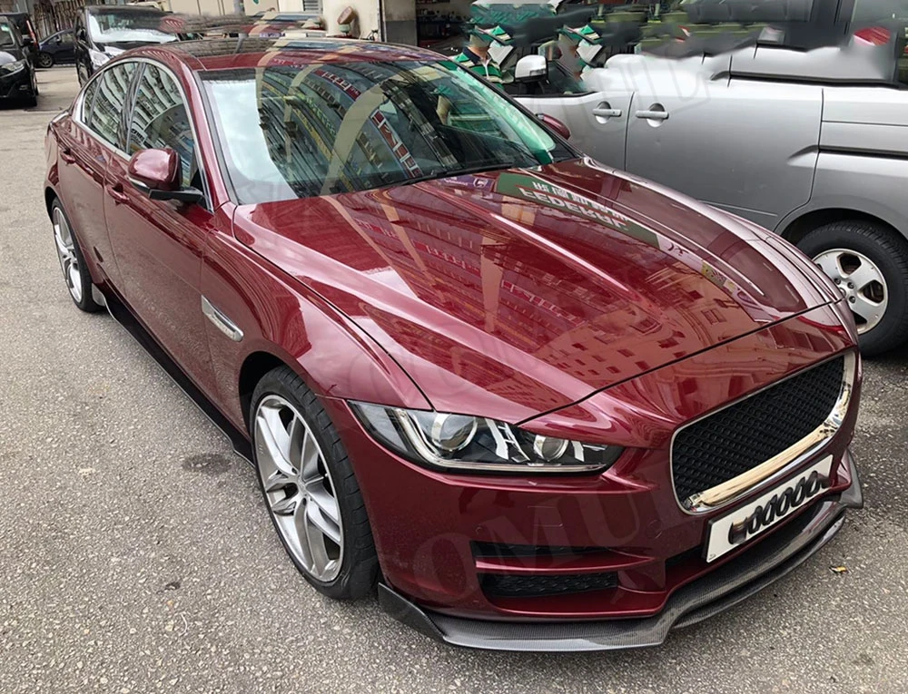 Для XE углеродного волокна передний бампер спойлер для Jaguar XE Sedan 4 двери губ- двойной стиль голова Лопата защита