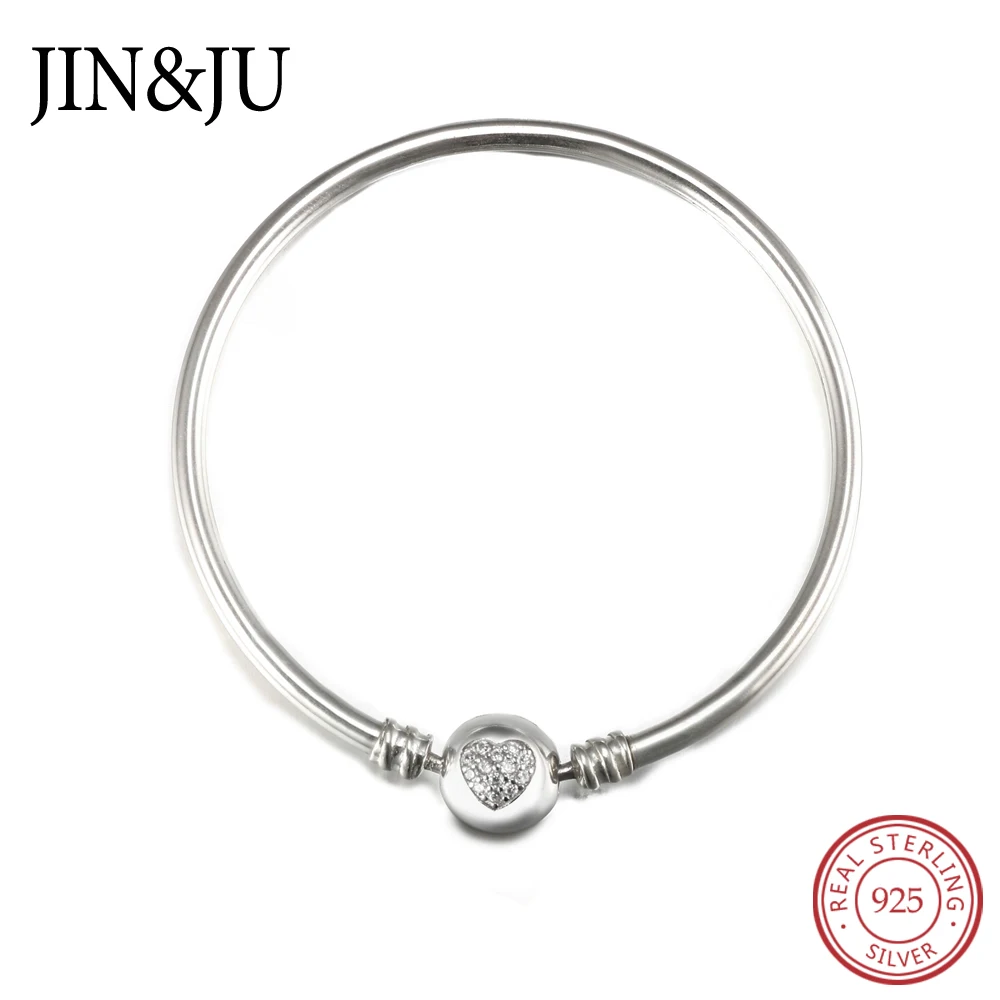 

Jin&Ju Women Jewelry DIY Jewelry 100% 925 Sterling Silver Chain Heart Bangle & Bracelet Luxury Jewelry G050YC