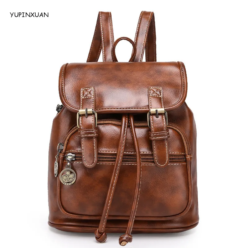 

YUPINXUAN Women PU Backpacks Drawstring Vintage Leather Backpack MINI Ladies Small Shoulder Back Pack Daypacks Mochilas Mujer