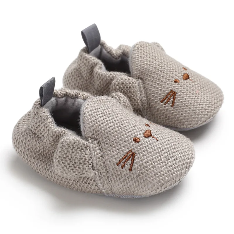 Белый Ангел детская обувь первые ходунки младенческой вязать скольжения на мягкой подошве новорожденных детская обувь для девочек уха дизайн анти-скольжения prewalker