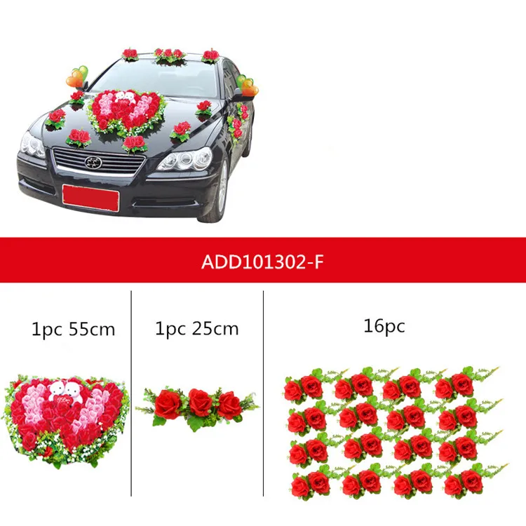 Свадебные Автомобильные украшения, искусственные цветы «сделай сам», романтические розы в форме сердца, свадебные венки, вечерние украшения - Цвет: ADD101302-F