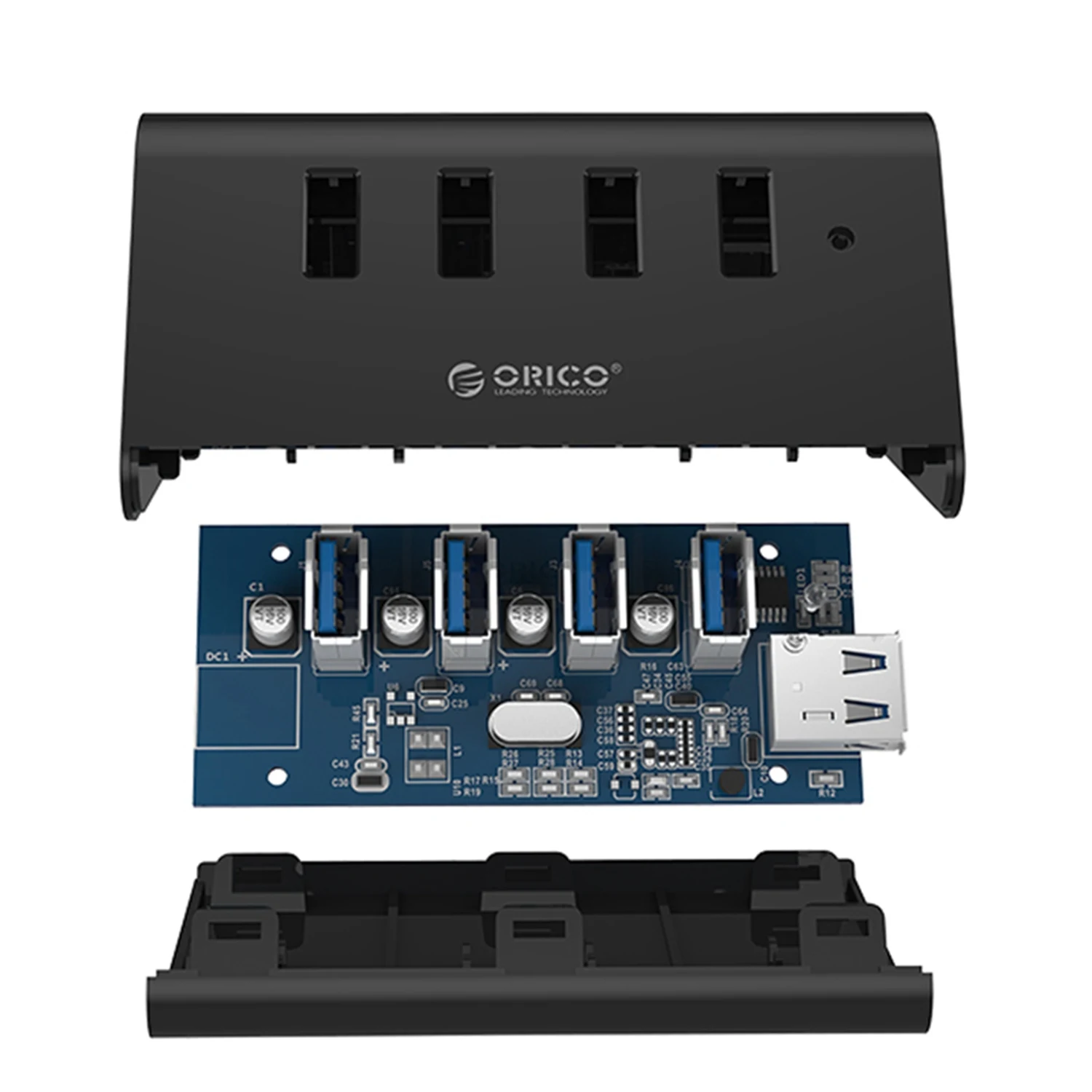 Orico 5 Гбит/с высокоскоростной мини 4 порта Usb 2,0 концентратор для настольного ноутбука с подставкой держатель для телефона Tablet Pc(черный