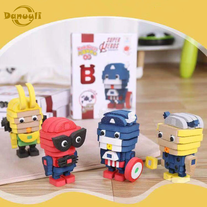

1pcs Children's educational EVA foam building 3D three-dimensional spell insert toy anime Spider-man puzzle doll