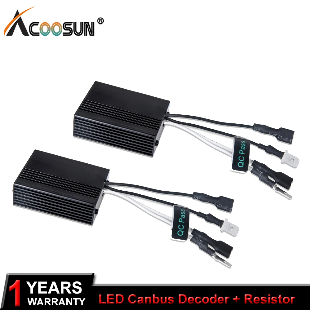 AcooSun светодиодный декодер резистор Canbus жгут адаптер для H3 H7 H1 H8 H11 HB3 9005 HB4 9006