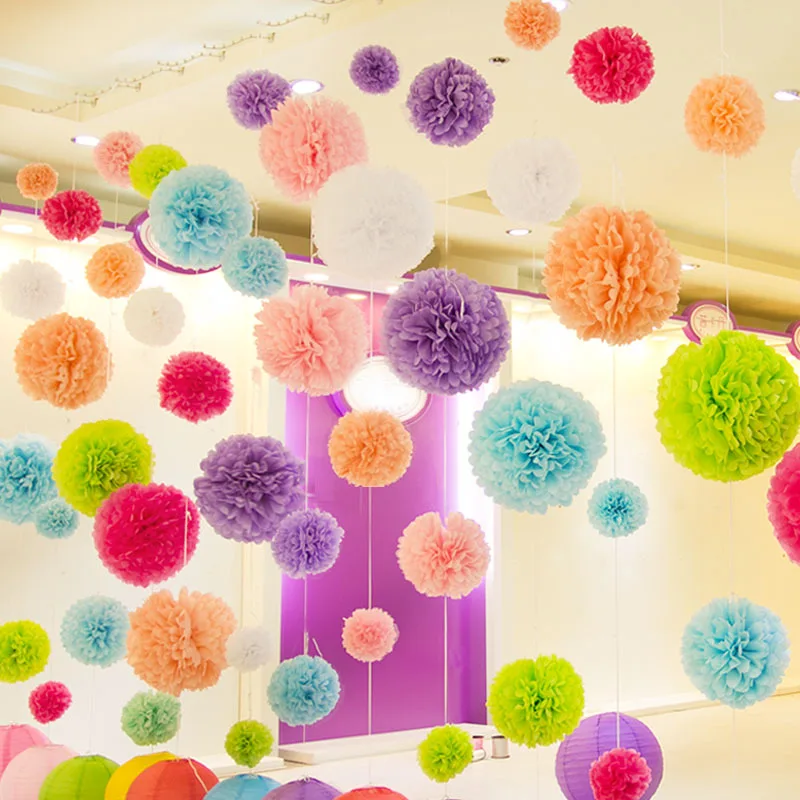 1 шт. 10 &quot(25 см) папиросная бумага Pom Poms DIY креативные бумажные Цветочные шары для